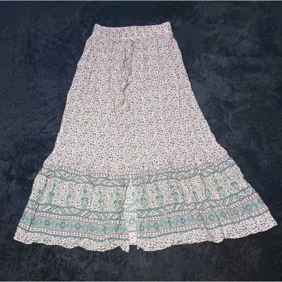 Unbranded Dresses & Skirts - Boho High Waisted Button Up Maxi Skirt Small Micro Floral Cottagecore Prairie